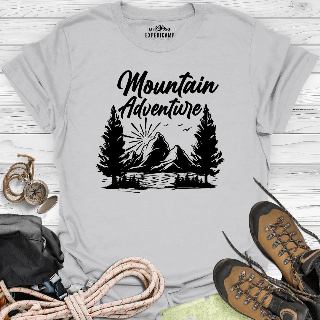 Mountain Adventure T-Shirt – Ice Grey – Outdoor apparel for travel, hiking, camping, and nature lovers – ExpediCamp