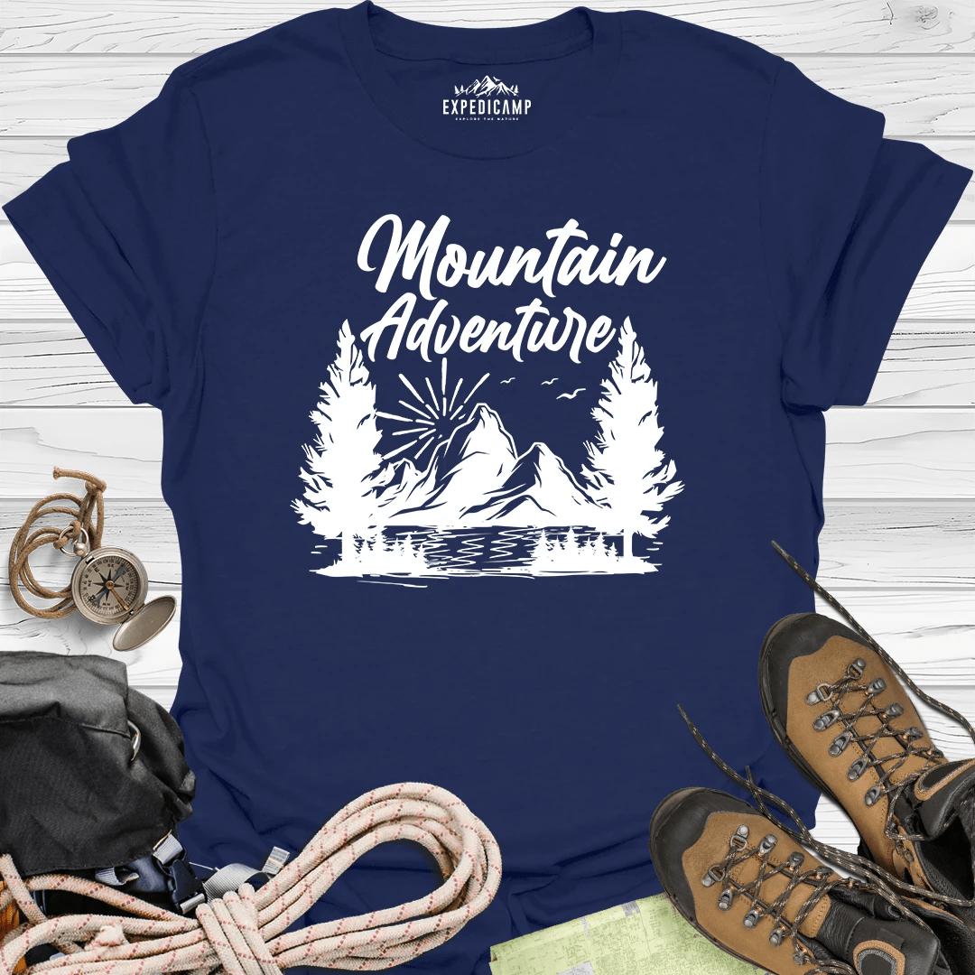 Mountain Adventure T-Shirt – Navy – Outdoor apparel for travel, hiking, camping, and nature lovers – ExpediCamp