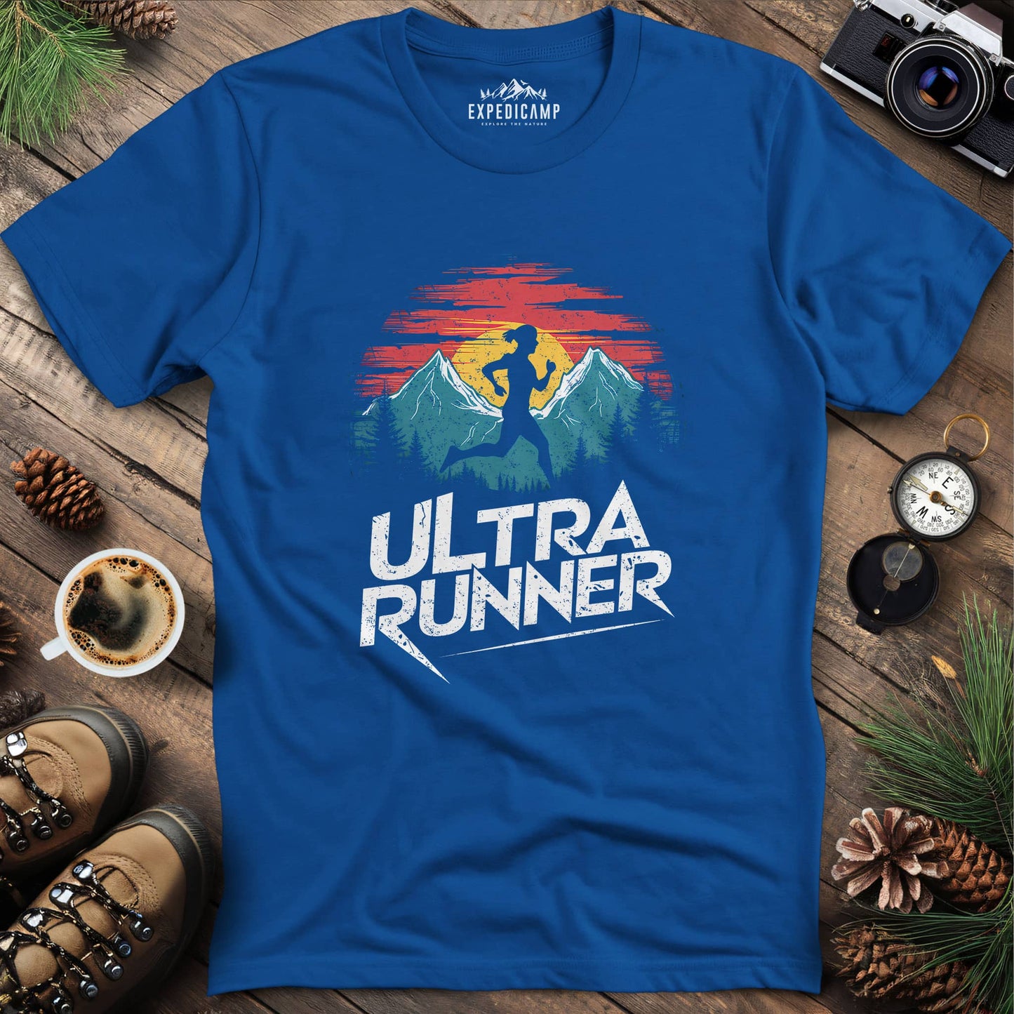 Mountain Adventure Ultra Runner T-Shirt – Royal – Outdoor apparel for travel, hiking, camping, and nature lovers – ExpediCamp