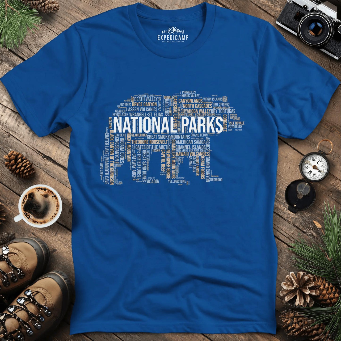 National Parks Bear T-Shirt - Explore the USA – Royal – Outdoor apparel for travel, hiking, camping, and nature lovers – ExpediCamp