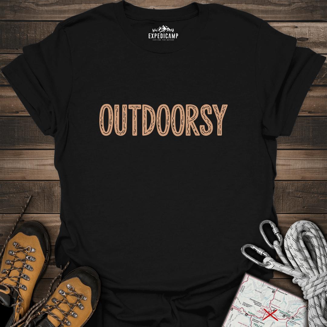 Outdoorsy T-Shirt – Black – Outdoor apparel for travel, hiking, camping, and nature lovers – ExpediCamp