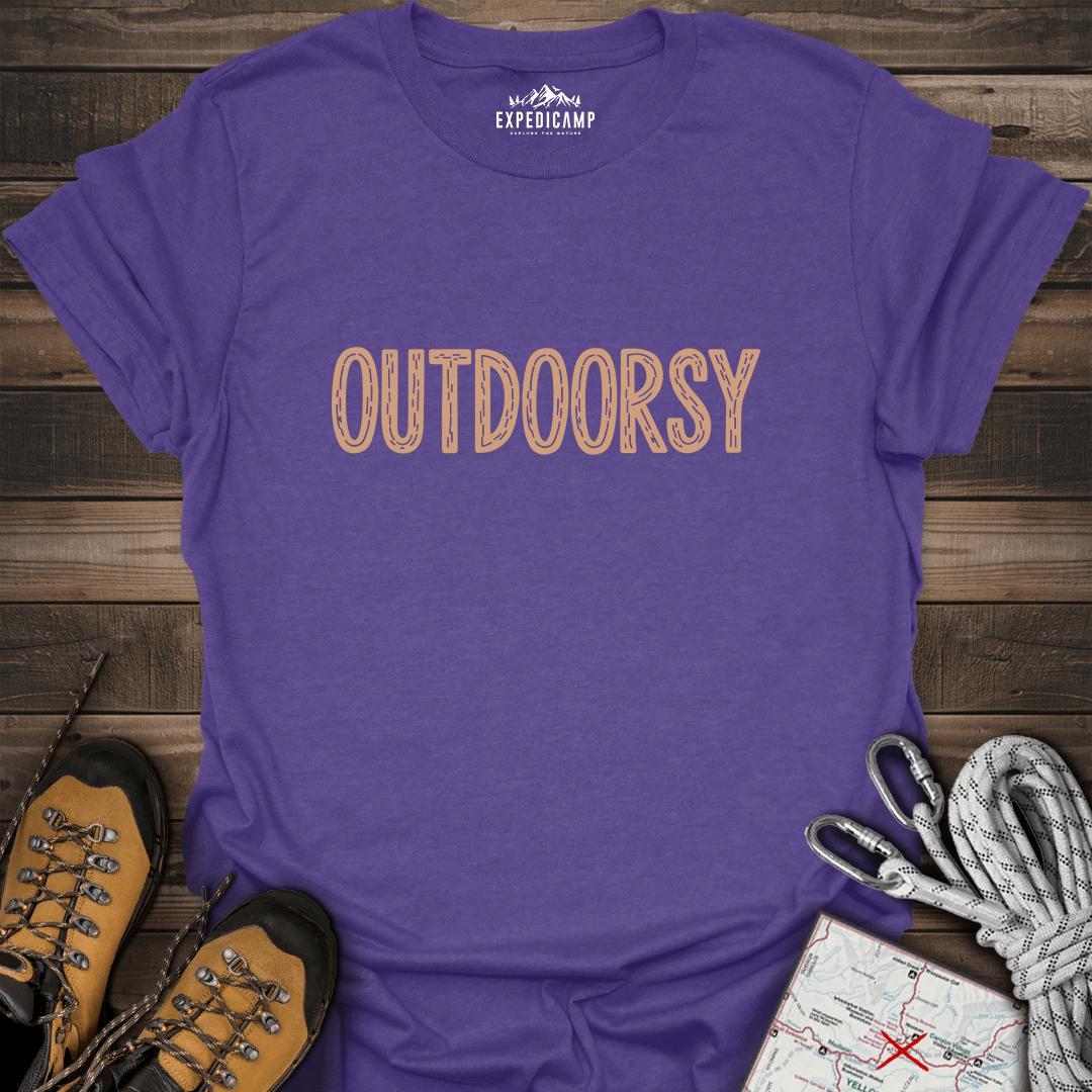 Outdoorsy T-Shirt – Heather Purple – Outdoor apparel for travel, hiking, camping, and nature lovers – ExpediCamp