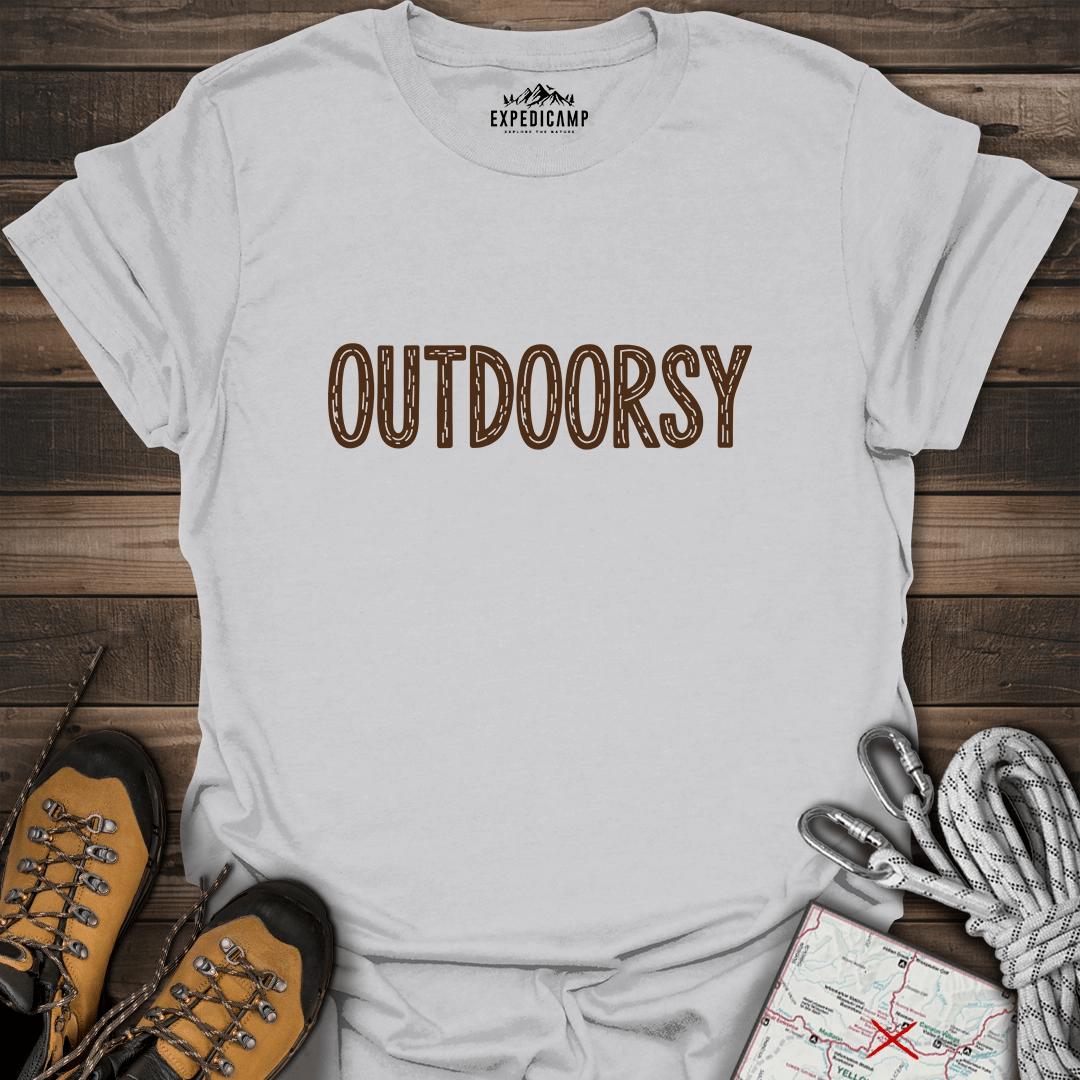 Outdoorsy T-Shirt – Ice Grey – Outdoor apparel for travel, hiking, camping, and nature lovers – ExpediCamp