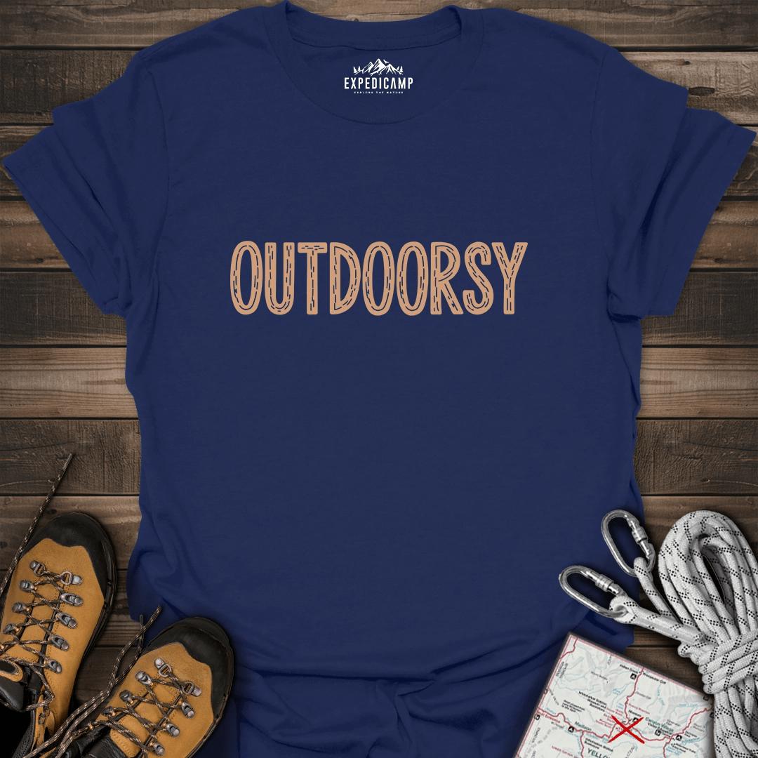 Outdoorsy T-Shirt – Navy – Outdoor apparel for travel, hiking, camping, and nature lovers – ExpediCamp