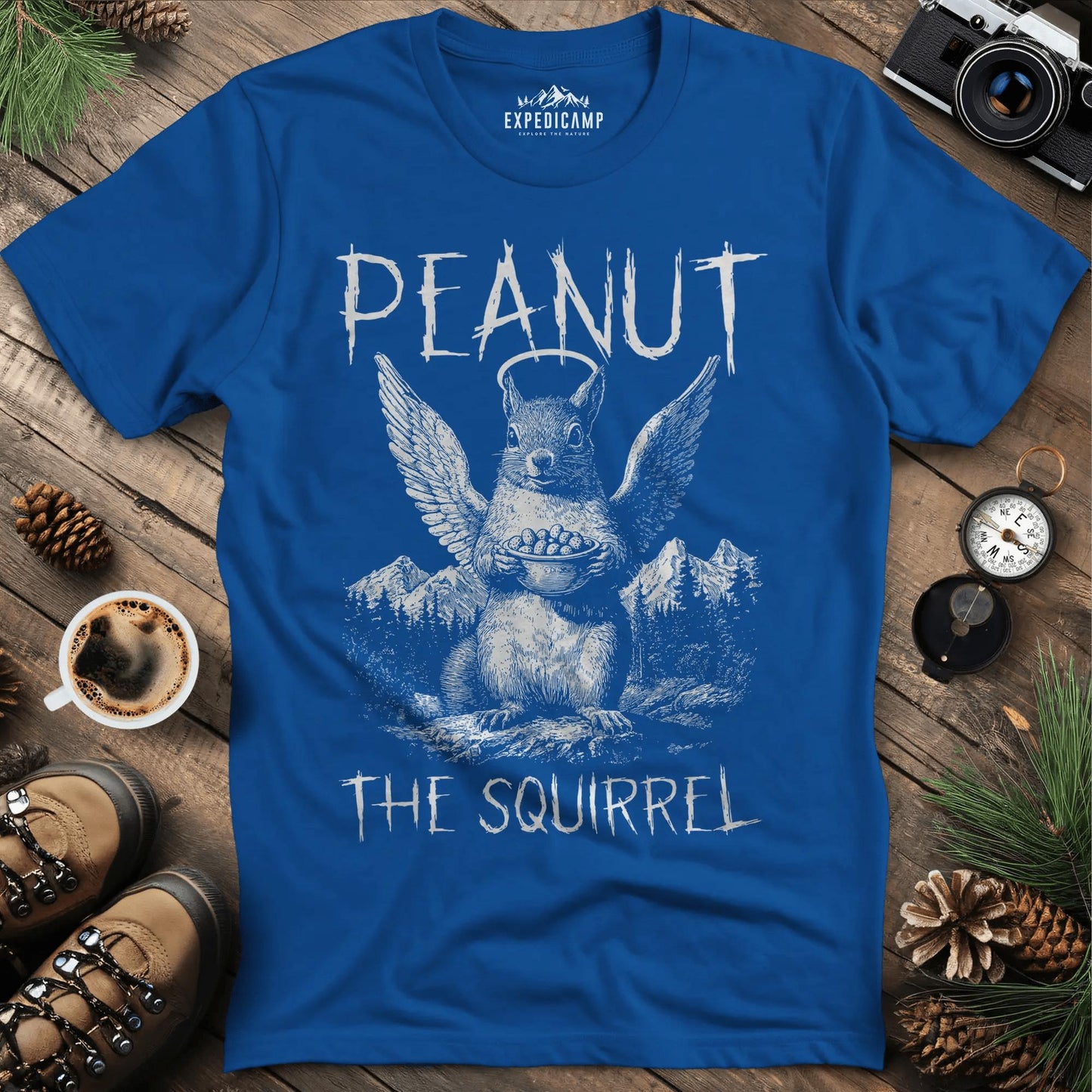 Patriotic Peanut T-Shirt - Flying High for Wildlife – Royal – Outdoor apparel for travel, hiking, camping, and nature lovers – ExpediCamp