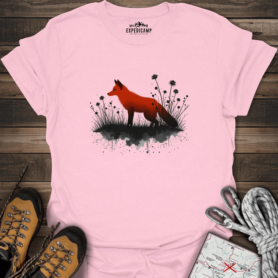 Red Fox Wilderness T-Shirt – Light Pink – Outdoor apparel for travel, hiking, camping, and nature lovers – ExpediCamp
