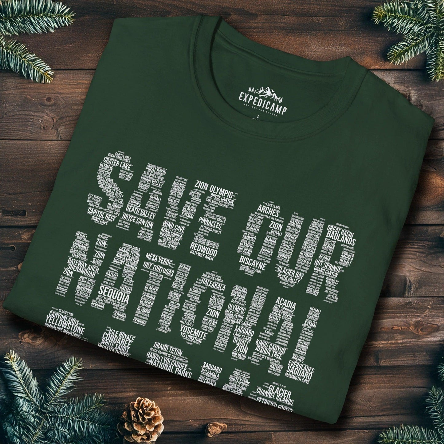 Save Our National Parks T-Shirt - Word Art – – Outdoor apparel for travel, hiking, camping, and nature lovers – ExpediCamp