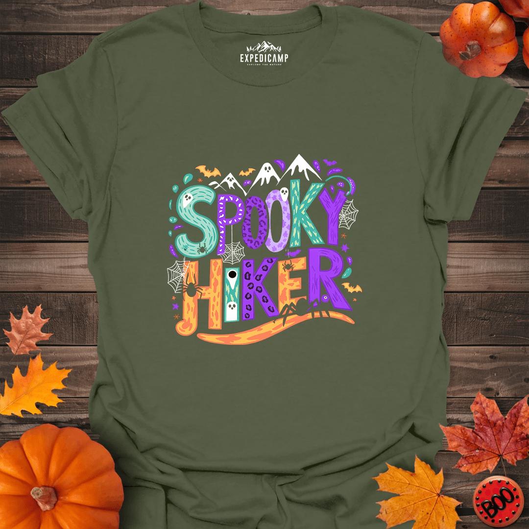 Spooky Hiker T-Shirt – Military Green – Outdoor apparel for travel, hiking, camping, and nature lovers – ExpediCamp