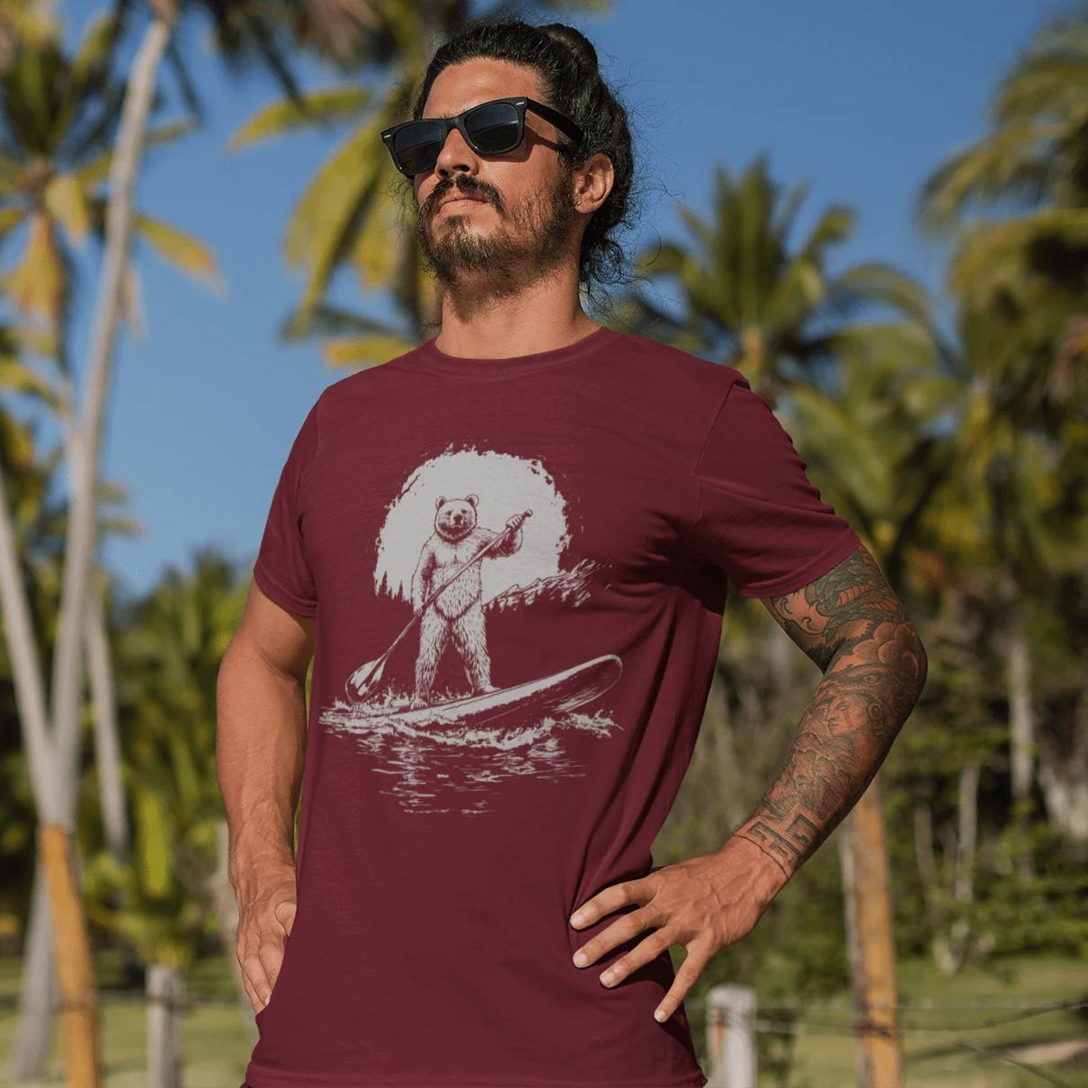 Sup Bear Paddleboarding Graphic T-Shirt – – Outdoor apparel for travel, hiking, camping, and nature lovers – ExpediCamp