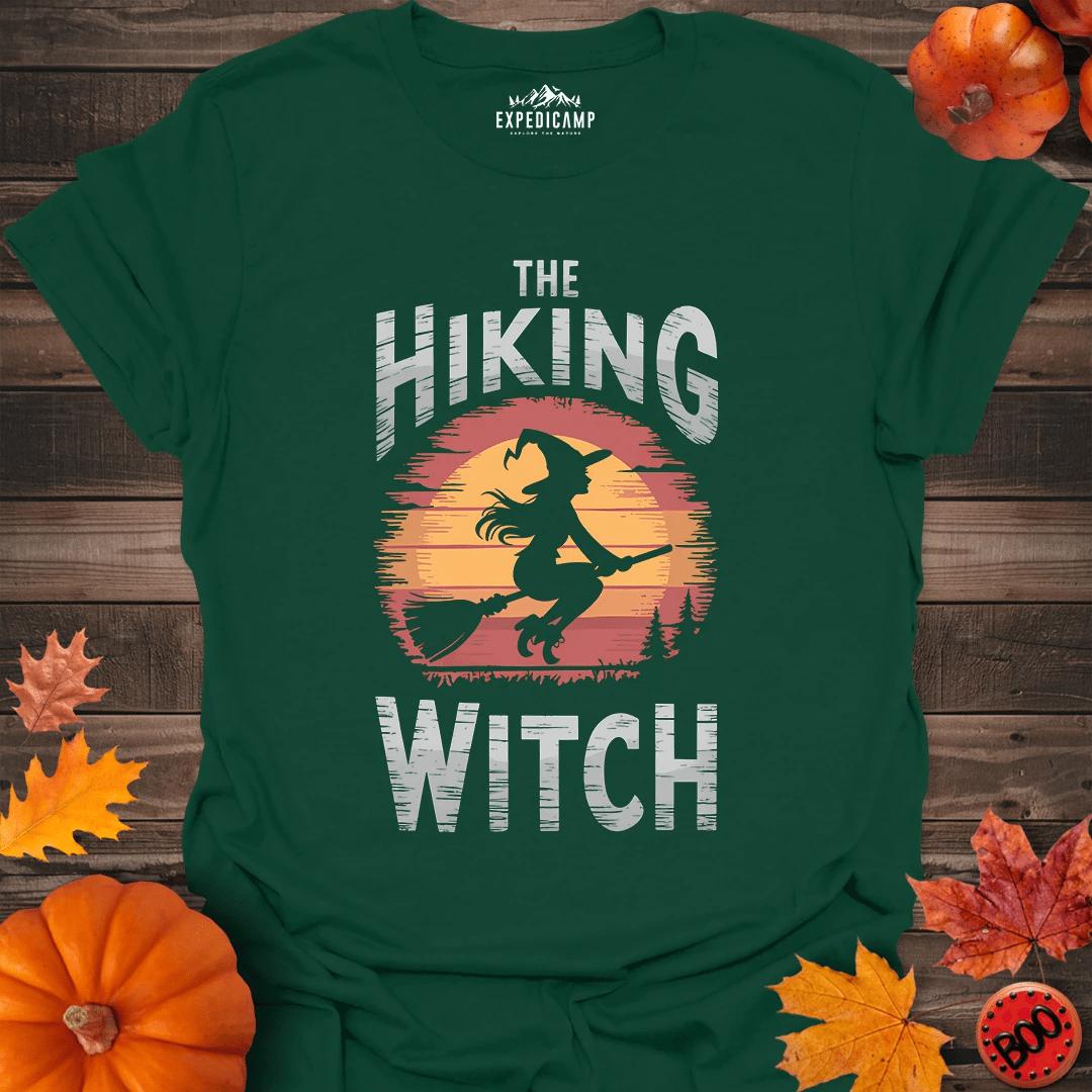 The Hiking Witch T-Shirt – Forest Green – Outdoor apparel for travel, hiking, camping, and nature lovers – ExpediCamp