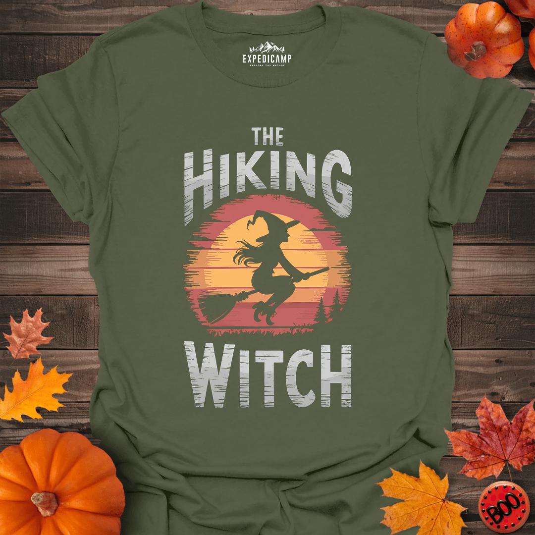 The Hiking Witch T-Shirt – Military Green – Outdoor apparel for travel, hiking, camping, and nature lovers – ExpediCamp