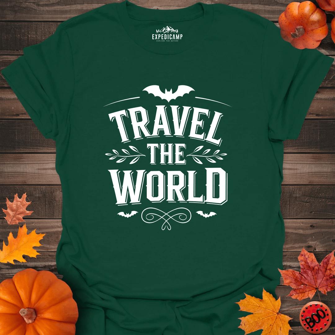 Travel The World T-Shirt – Forest Green – Outdoor apparel for travel, hiking, camping, and nature lovers – ExpediCamp