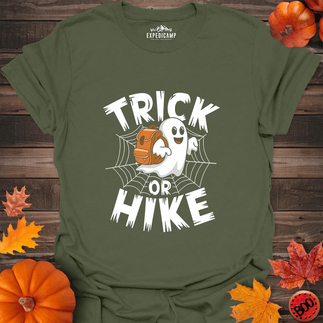Trick Or Hike T-Shirt – Military Green – Outdoor apparel for travel, hiking, camping, and nature lovers – ExpediCamp