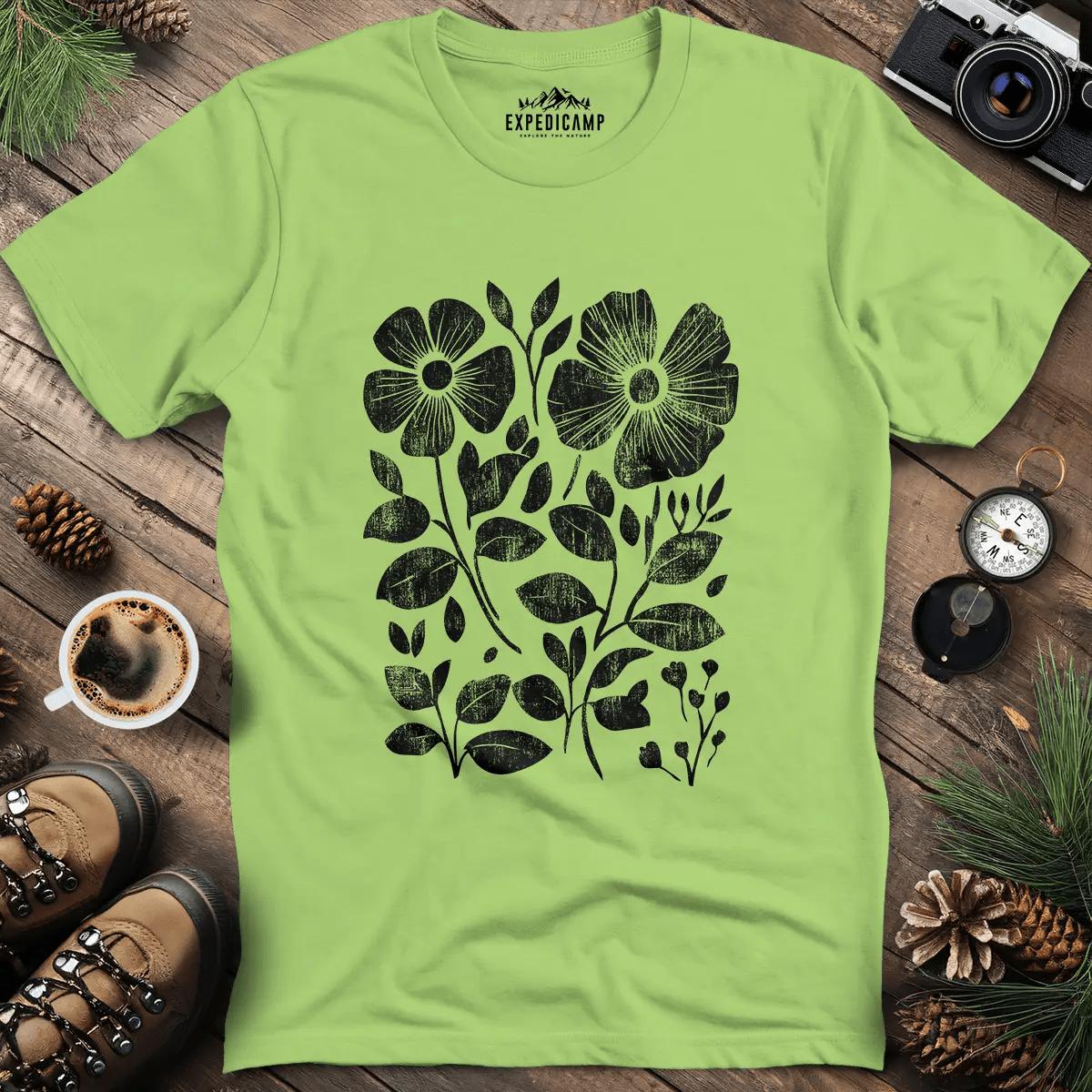 Vintage Floral Pattern T-Shirt – Kiwi – Outdoor apparel for travel, hiking, camping, and nature lovers – ExpediCamp