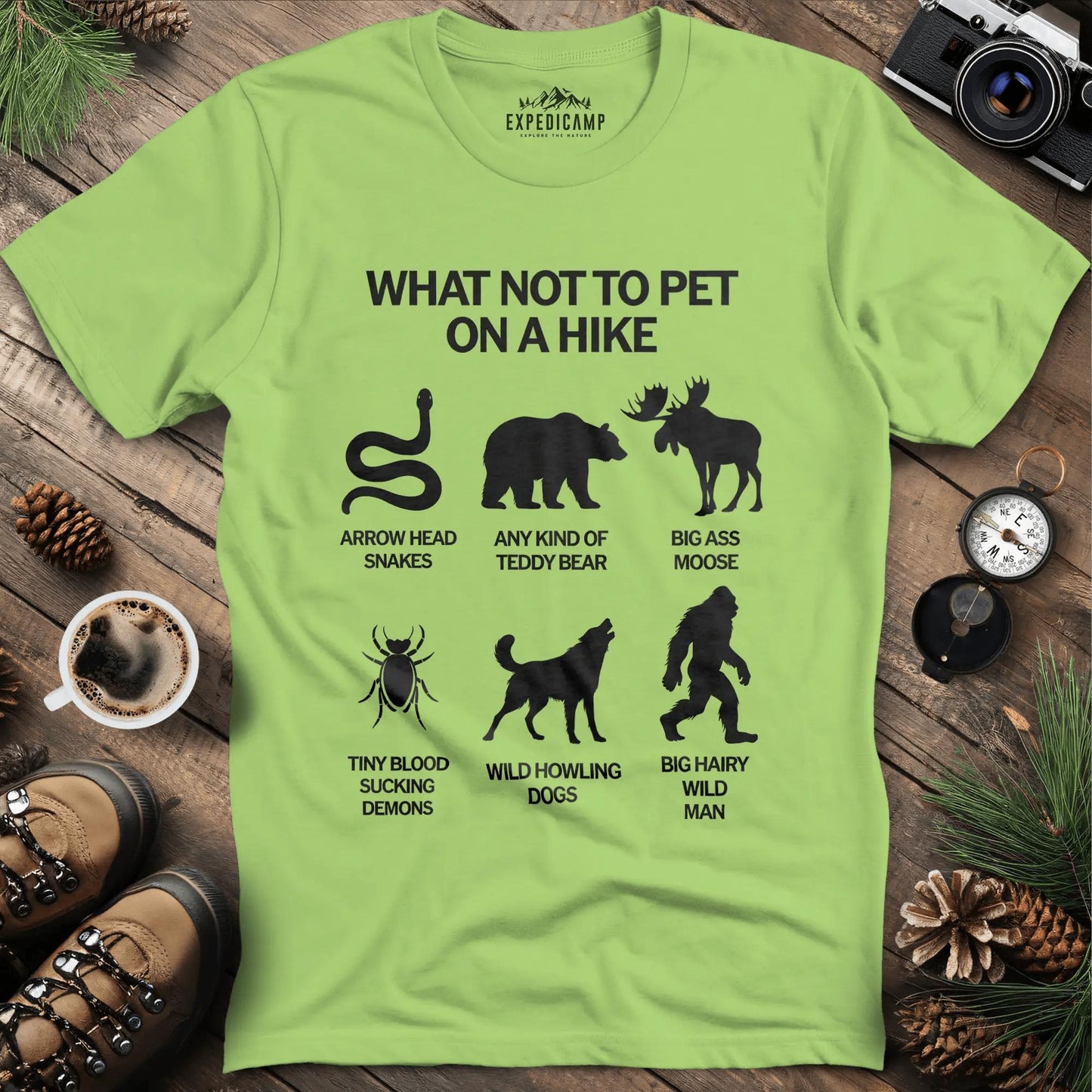 What Not To Pet On A Hike T-Shirt – Kiwi – Outdoor apparel for travel, hiking, camping, and nature lovers – ExpediCamp