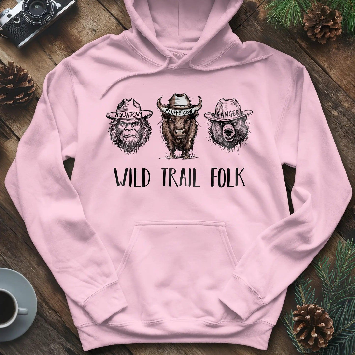 Wild Trail Folk Hoodie – Light Pink – Outdoor apparel for travel, hiking, camping, and nature lovers – ExpediCamp