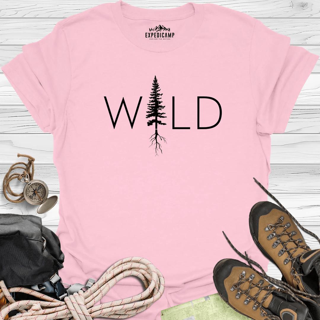 Wild Tree Adventure T-Shirt – Light Pink – Outdoor apparel for travel, hiking, camping, and nature lovers – ExpediCamp