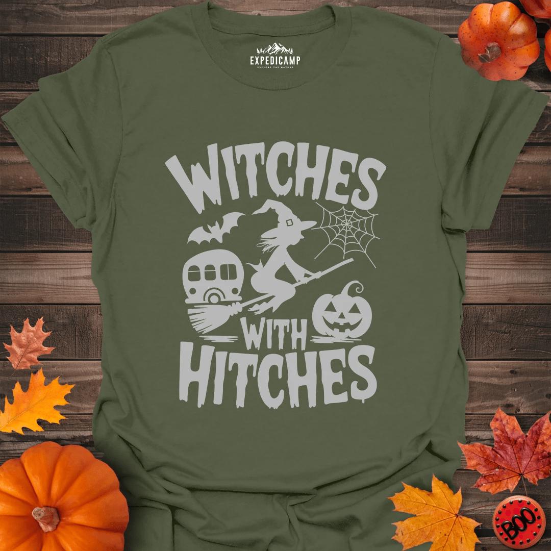 Witches With Hitches T-Shirt – Military Green – Outdoor apparel for travel, hiking, camping, and nature lovers – ExpediCamp