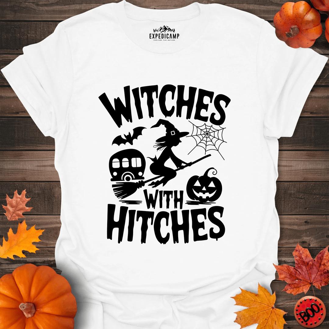 Witches With Hitches T-Shirt – White – Outdoor apparel for travel, hiking, camping, and nature lovers – ExpediCamp