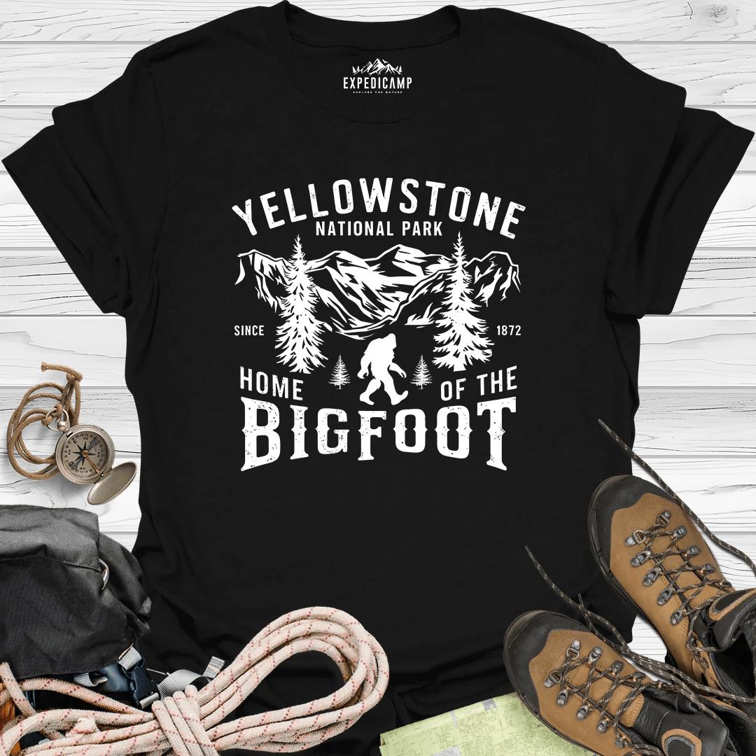 Yellowstone Home Of The Bigfoot National Park T-Shirt – Black – Outdoor apparel for travel, hiking, camping, and nature lovers – ExpediCamp