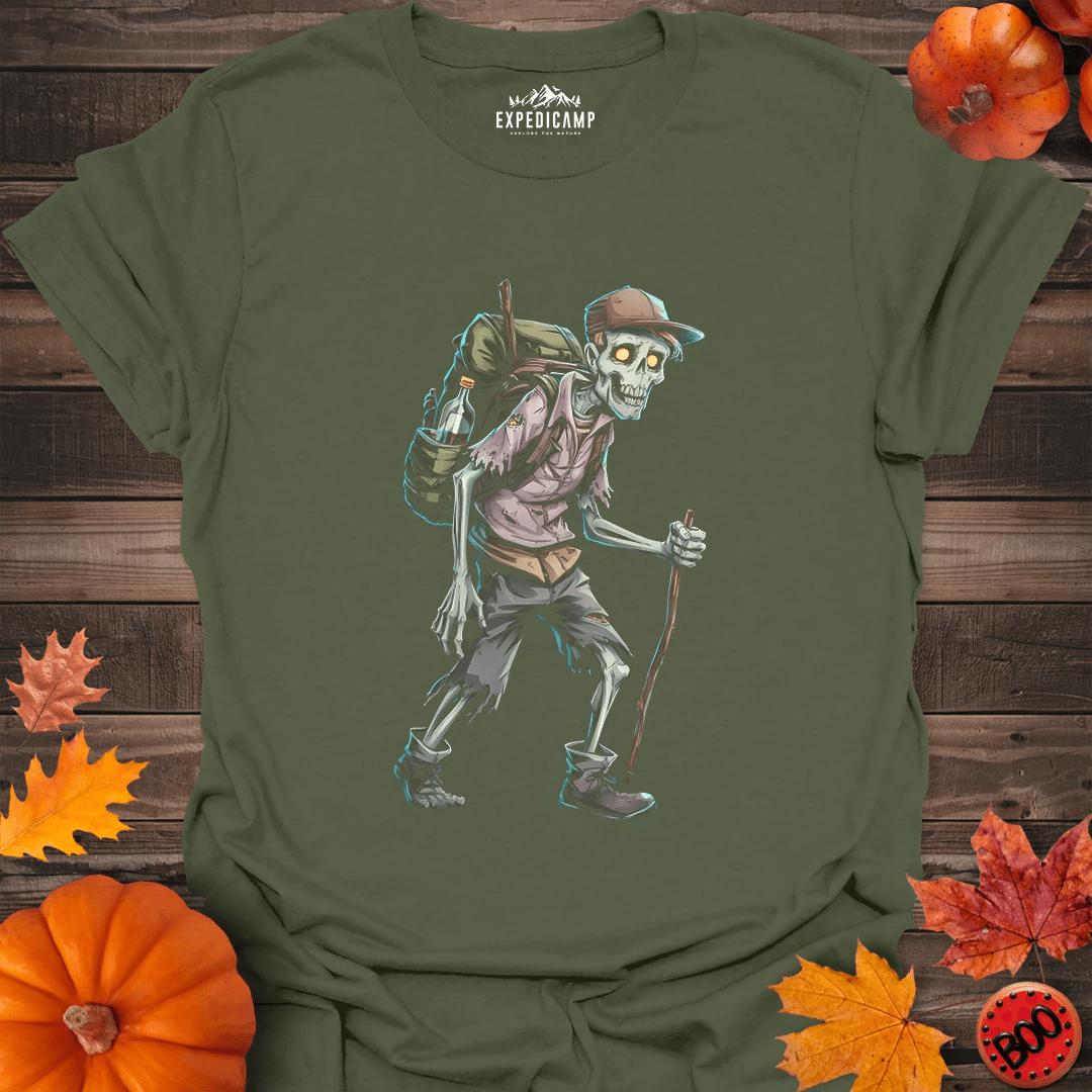 Zombie Hiker T-Shirt – Military Green – Outdoor apparel for travel, hiking, camping, and nature lovers – ExpediCamp