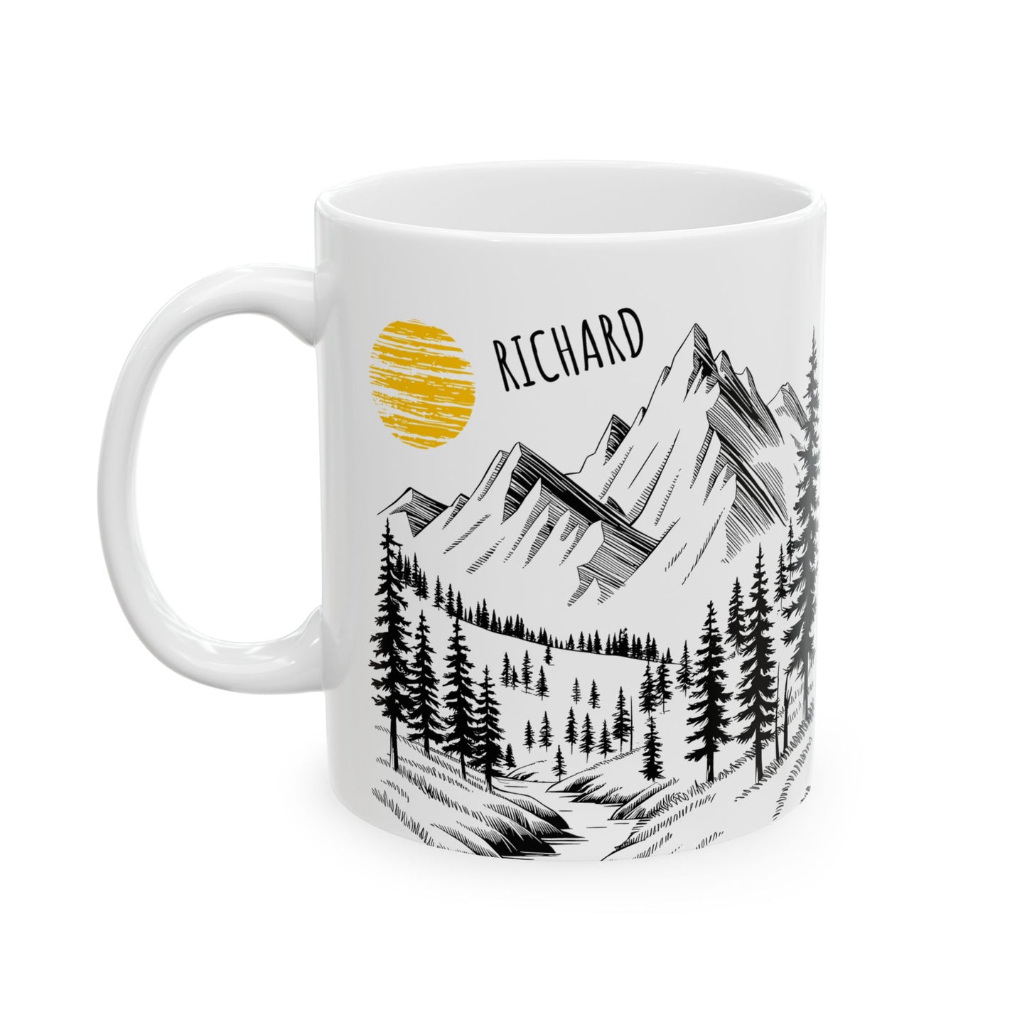 Personalized Mountain Sunrise Mug – Custom Name Gift