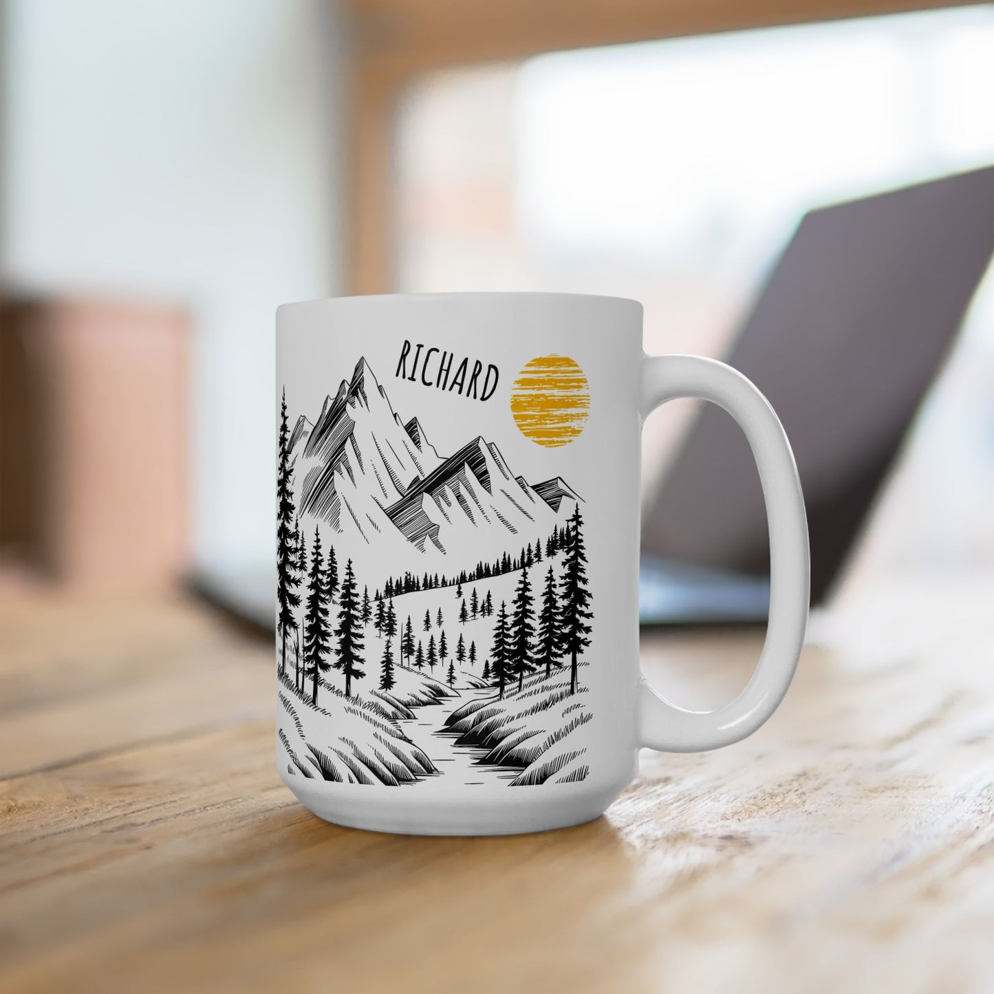 Personalized Mountain Sunrise Mug – Custom Name Gift