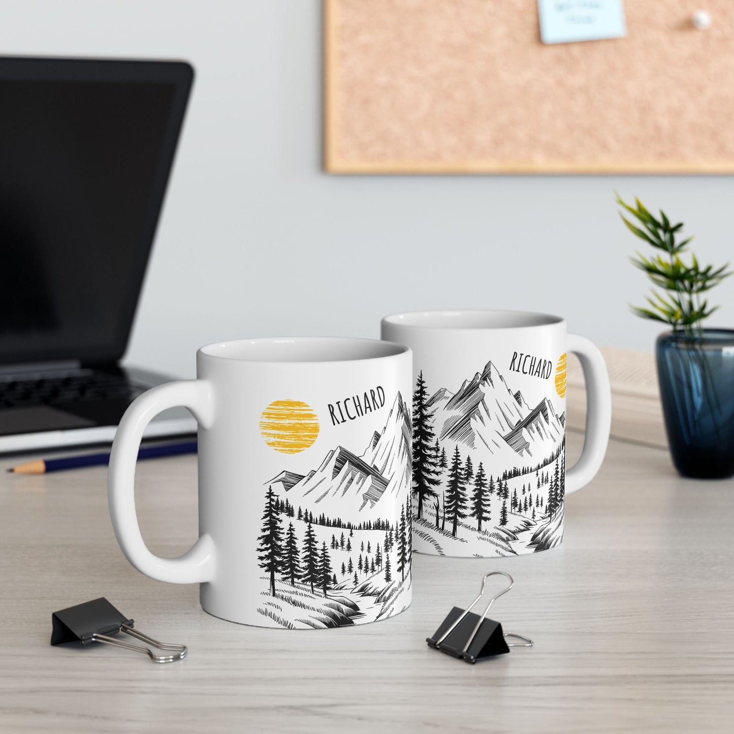 Personalized Mountain Sunrise Mug – Custom Name Gift