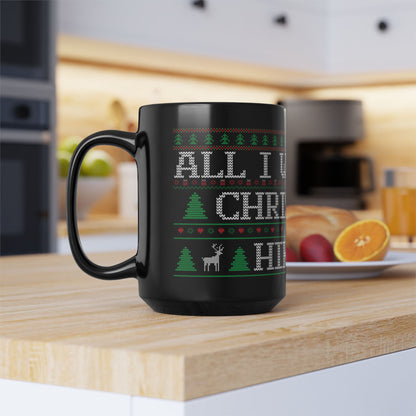 All I Want For Christmas Is Hiking Black Ceramic Mug