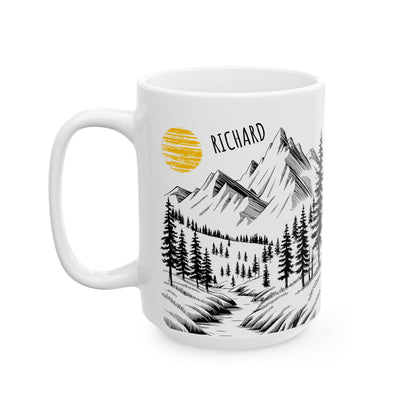 Personalized Mountain Sunrise Mug – Custom Name Gift