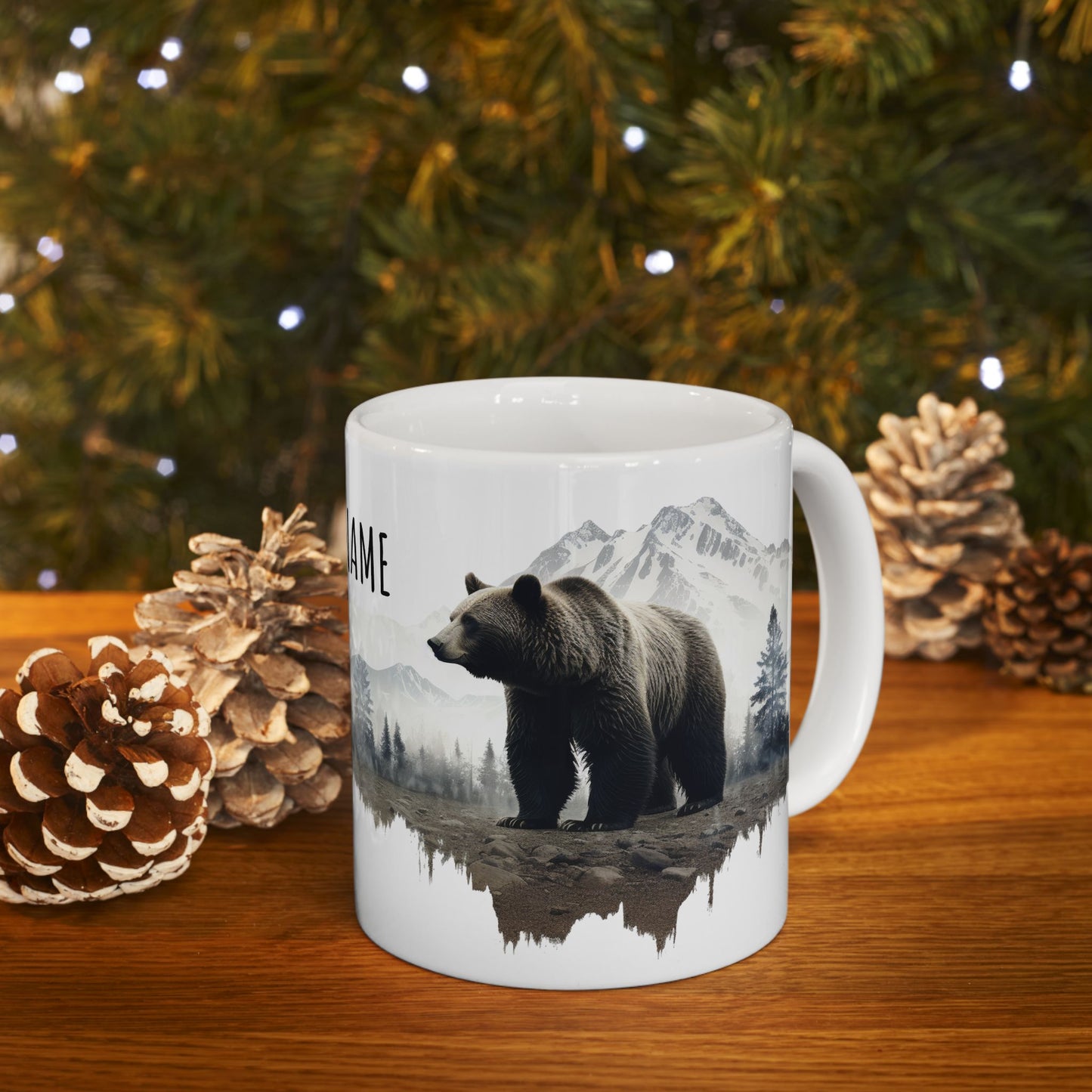 Customizable Bear Wilderness Mug – Personalized Nature Scene