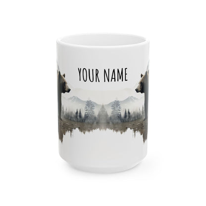 Customizable Bear Wilderness Mug – Personalized Nature Scene