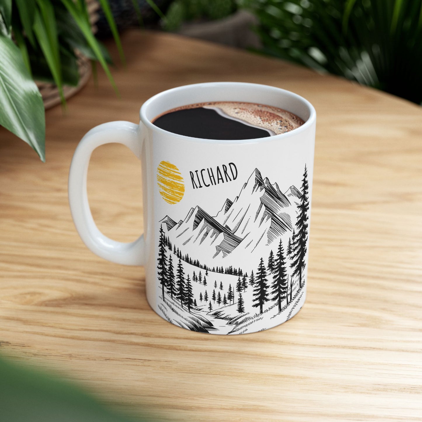 Personalized Mountain Sunrise Mug – Custom Name Gift