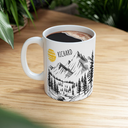 Personalized Mountain Sunrise Mug – Custom Name Gift