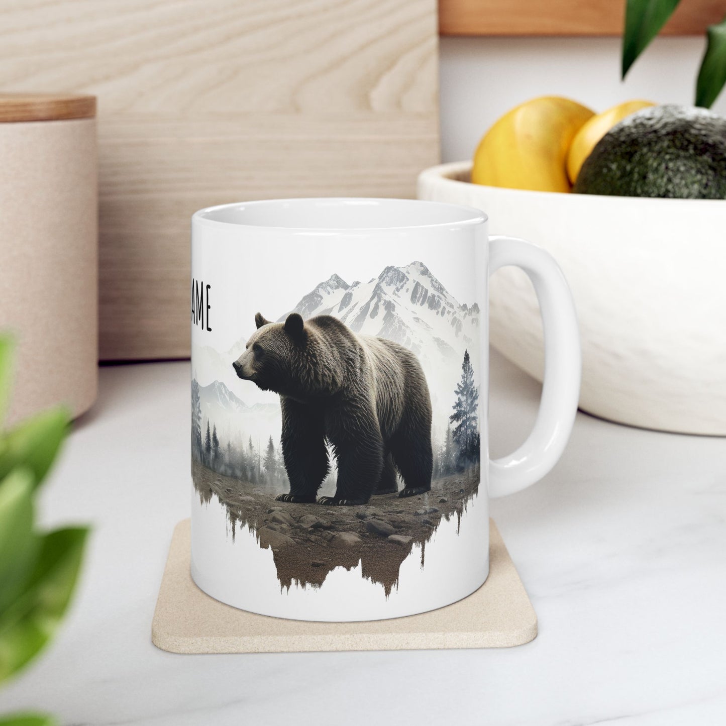 Customizable Bear Wilderness Mug – Personalized Nature Scene