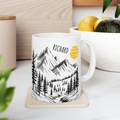 Personalized Mountain Sunrise Mug – Custom Name Gift