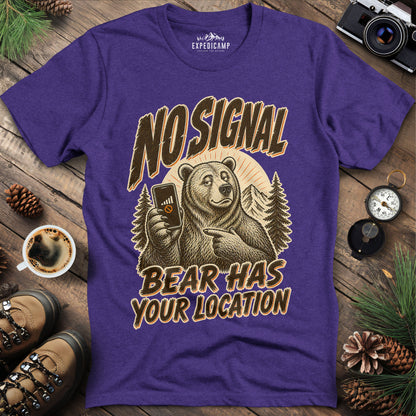 Bear Has Your Location Funny National Park T-Shirt – Heather Purple – Outdoor apparel for travel, hiking, camping, and nature lovers – ExpediCamp
