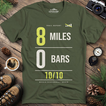8 Miles 0 Bars Funny Hiking T-Shirt