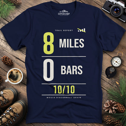 8 Miles 0 Bars Funny Hiking T-Shirt