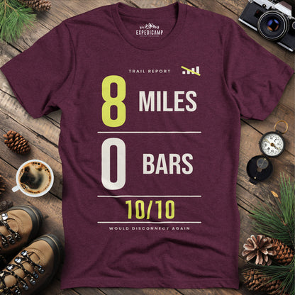8 Miles 0 Bars Funny Hiking T-Shirt