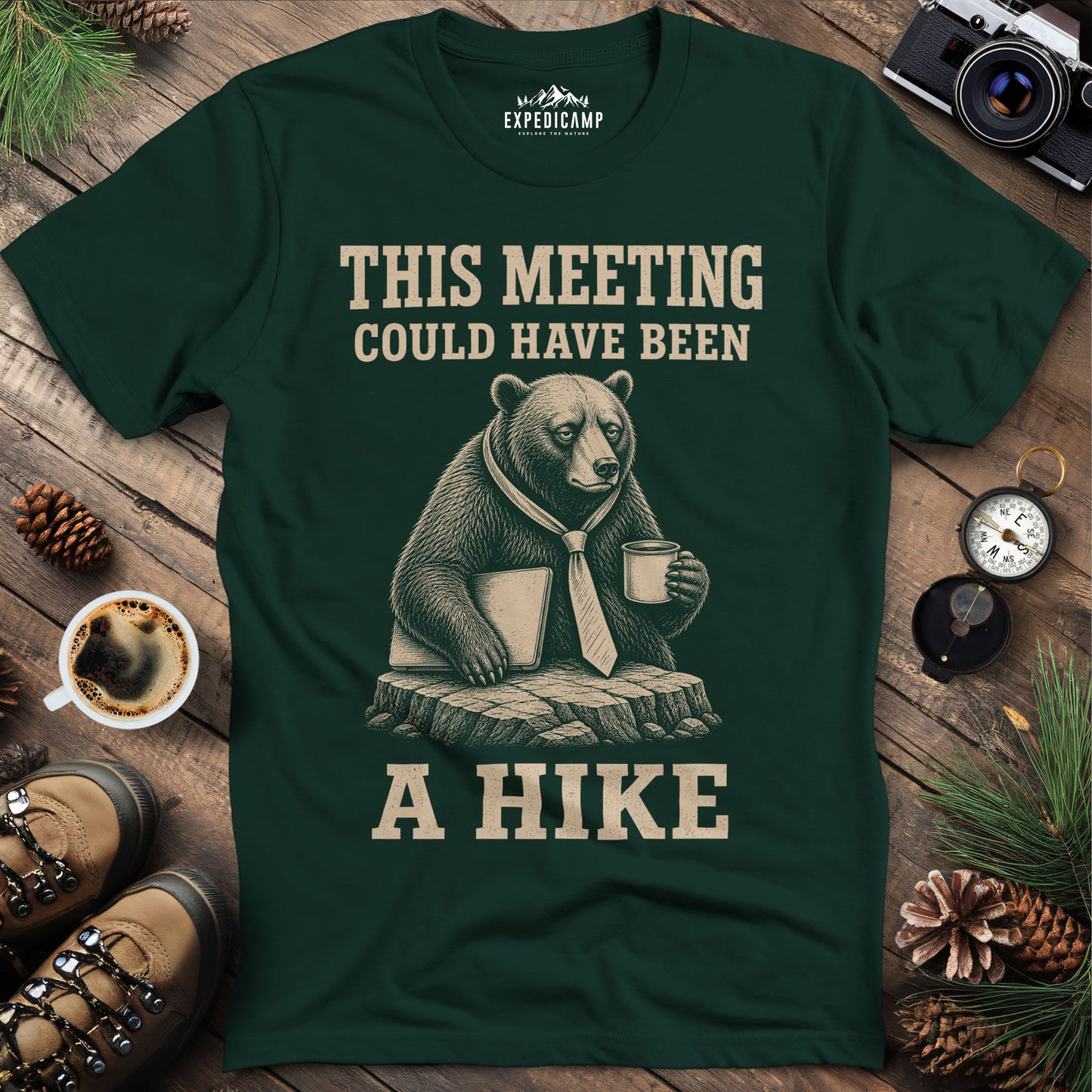 This Meeting Could Have Been a Hike T-Shirt – Forest Green – Outdoor apparel for travel, hiking, camping, and nature lovers – ExpediCamp
