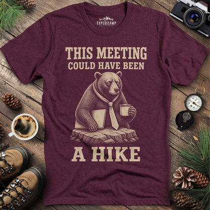 This Meeting Could Have Been a Hike T-Shirt – Heather Maroon – Outdoor apparel for travel, hiking, camping, and nature lovers – ExpediCamp