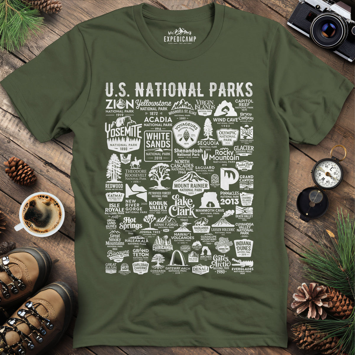 64 National Parks Vintage Logo T-Shirt