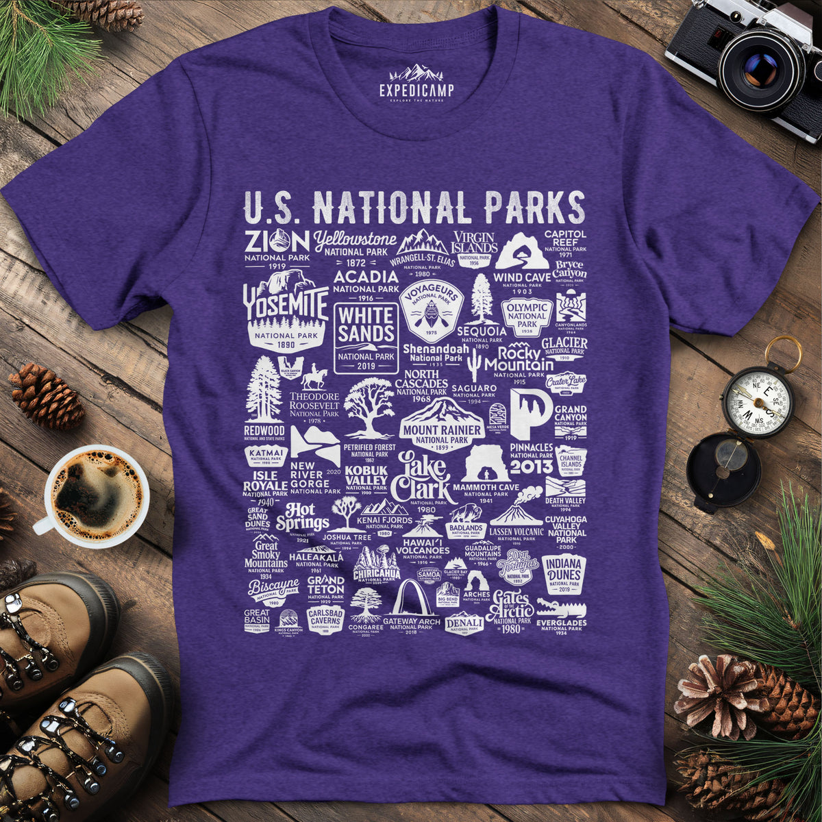 64 National Parks Vintage Logo T-Shirt