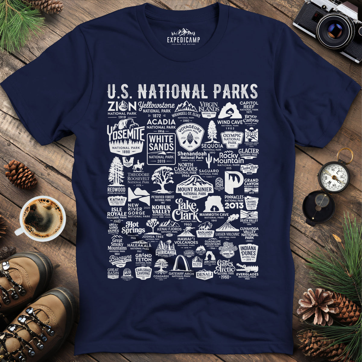 64 National Parks Vintage Logo T-Shirt