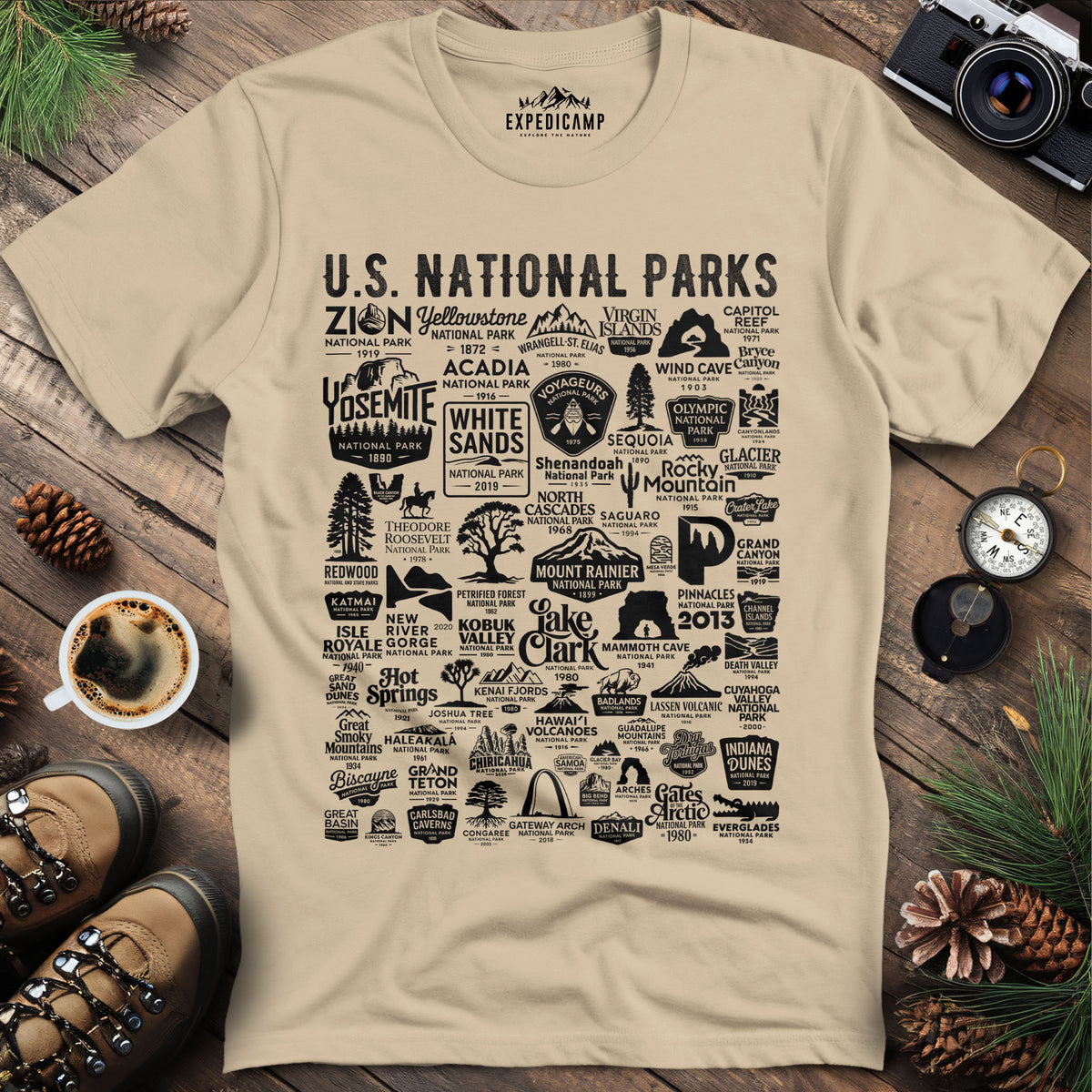 64 National Parks Vintage Logo T-Shirt