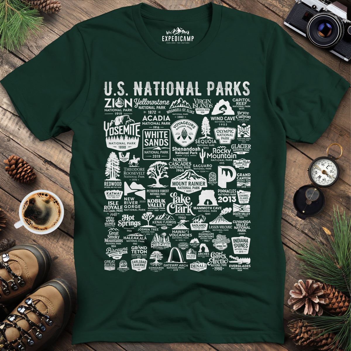 64 National Parks Vintage Logo T-Shirt