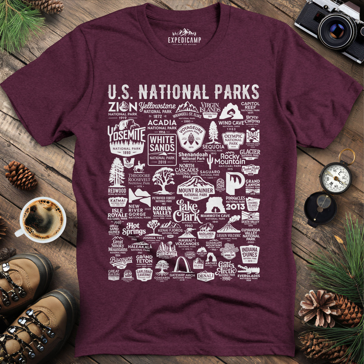 64 National Parks Vintage Logo T-Shirt