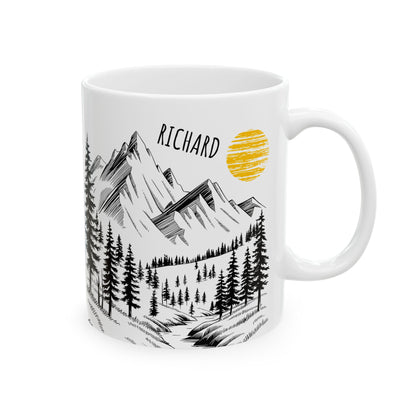 Personalized Mountain Sunrise Mug – Custom Name Gift