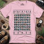 63 National Parks Christmas Ugly Sweater T-Shirt – Light Pink – Outdoor apparel for travel, hiking, camping, and nature lovers – ExpediCamp